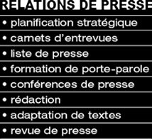 planification stratégique carnets entrevues formation conférence presse rédaction texte revue